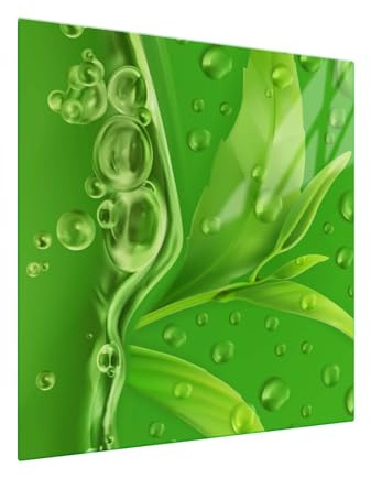 SFArt Protège-plaque 50x52 – Planche à découper en verre trempé 1 pièce – Induction & Vitrocéramique - Feuille Verte - SFArt