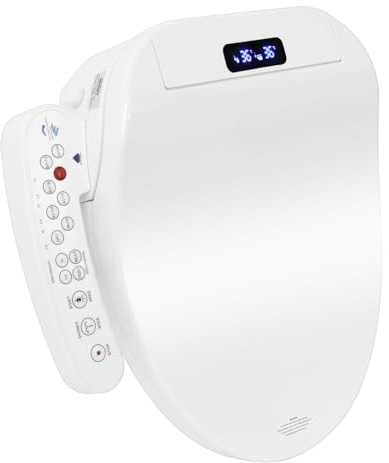 YU YUSING Abattant WC Chauffant Intelligent avec Cuvette Électrique, Siège de Toilette avec Affichage LED, Fonction Auto-Nettoyage, Séchage à Air Chaud, Économie d'Énergie (Forme V)