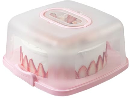 Jukeoiu Tortenbehälter, Kuchen Transportbox, Transparent Rund Kuchenbehälter Mit Hoher Deckel Tragegriff PP, Für 10 Zoll Geburtstagstorten(A)