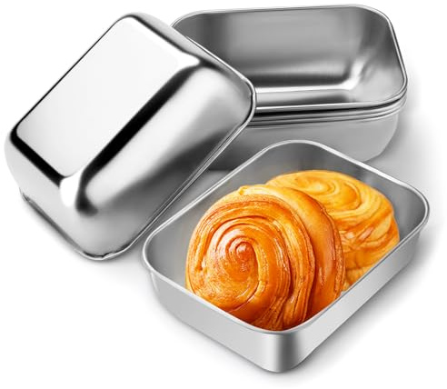 Yitexin Mini-Kastenformen aus Edelstahl, 13,3 x 9,9 cm, kleine Brotbackformen, Metall-Brotbackformen für hausgemachten Sauerteig, Hackbraten, Sandwich, Lasagne, Kuchen, Brownies, Toast, 6 Stück