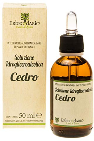 Cedro Gemmoderivato Erbecedario, Integratore pelle utile per favorire la funzionalità cutanea, Soluzione Idrogliceroalcolica Favorisce il Benessere Della Pelle eliminando le impurità, 1 Flacone 50ml