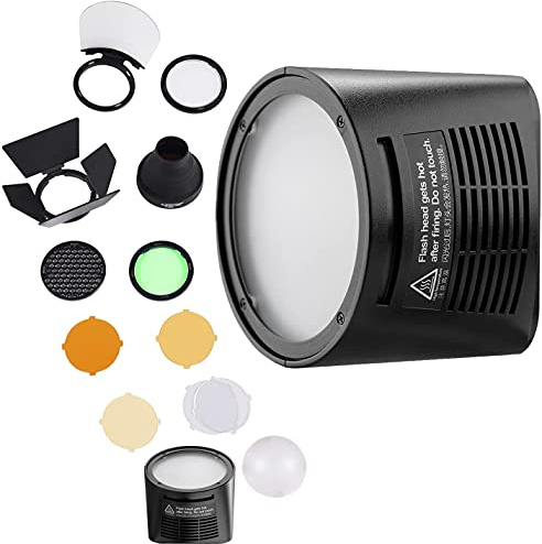 GODOX H200R Ring Flash Head + AK-R1 Accessories Kit for Godox AD200 / AD200Pro Pocket Flash (Dome Diffuser, Colour Filters, Honeycomb, Snoot, Barn Doors + H200R Round Head)