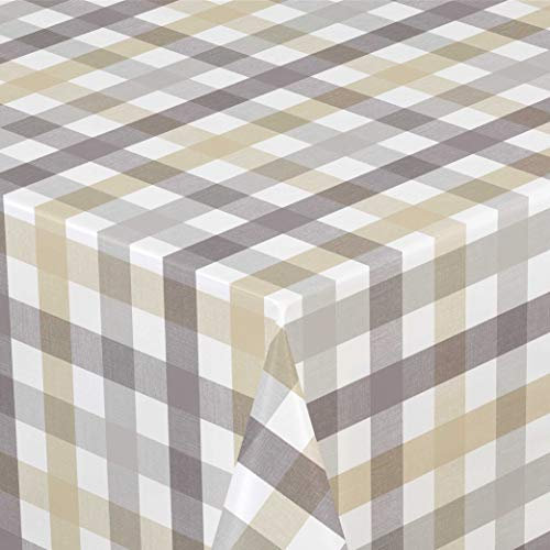 Wachstuch Wachstischdecke Tischdecke Gartentischdecke Pastell Karo Beige Breite & Länge wählbar 120 x 120 cm Eckig abwaschbar