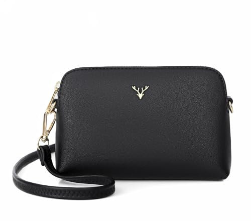 ZMDB Handtasche Damen Klein Umhängetasche Damen PU Leder Handytasche mit Handgelenkband & Verstellbar Abnehmbar Schultergurt, Schultertasche Damen Tasche Reißverschluss Crossbody Bag, Schwarz