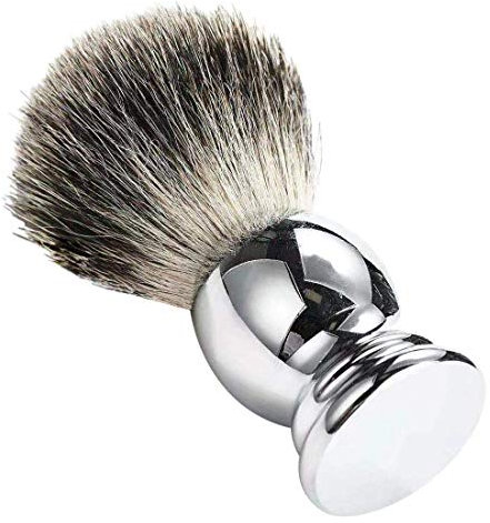 Longsea Premium Rasierpinsel Reiner Dachshaar-Rasierpinsel mit luxuriösem Metallgriff für Rasierschaum, Schaum oder Seife Kein Borstenverlust Versprechen und Geschenk für Männer (Silber)