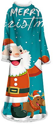 Tragbare Baumwolle Decke Winter Warme Kuscheldecke mit Ärmel Flauschig Weich Fleecedecke Wohndecke Tagesdecke Microfaser TV Decke Lange Robe Plüschdecke Sofadecke Weihnachten Geschenk 16 127*178CM