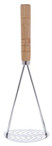 Miaison Kartoffelstampfer aus Edelstahl, Holzgriff, ideal für Kartoffelpüree, Guacamole, Eiersalat und Bananenbrot, einfach zu reinigen und zu verwenden, 27,5 × 10 cm