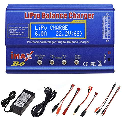 Lipo Ladegerät, 80W Lipo Ladegerät Balancer, 6A Balance High Power Ladegeräts, Lipo Charger, für LiPo/Li-Ion/Life (1-6S), NiMH/NiCd (1-15S), RC-Hobby-Ladegeräts LED mit Netzteil