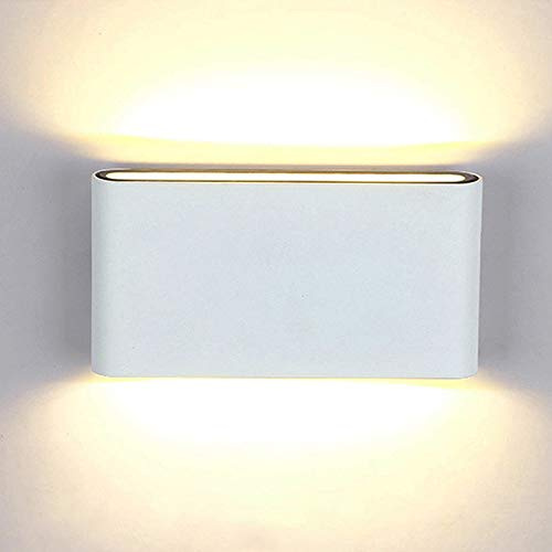 VOMI Esterno Applique IP65 Impermeabile LED Lampada da Parete in Alluminio 12W Bianco Caldo Ultra Sottile Luci da Giardino Minimalista Decorative per Terrazza Portico Balcone Cortile,Bianca