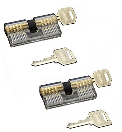 Vorhängeschlösser, Edelstahl, transparent, 2 Zylinderschlösser mit 4 Schlüsseln