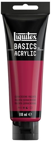 Liquitex 8870010 Basics - Acrylfarbe, monopigmentierte Künstlerpigmente, lichtecht, mittlere Viskosität, Archivqualität, seidenglänzender Finish, 118ml Tube - Quinacridone Magenta