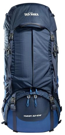 Tatonka Yukon 50+10 Women - Trekkingrucksack für Frauen - Mit Frontzugriff, verstellbarem Rückensystem, extra Bodenfach, Regenhülle und 60 Liter Volumen (navy/darker blue)