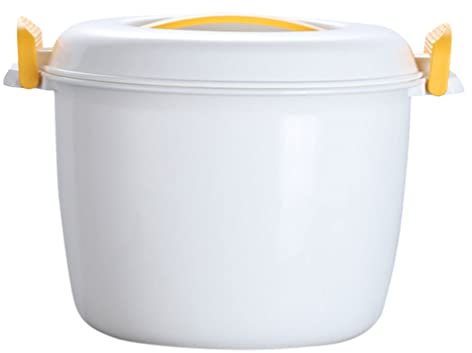 Luxshiny Microwave Pressure Cooker Microwave Rice Cooker Mini Rice Cooker Portable Steamer Pasta Cooker Food Steamer Pot for Cooking Soup Rice Stews and Oatmeal Yellow S Microwave Pasta Pot