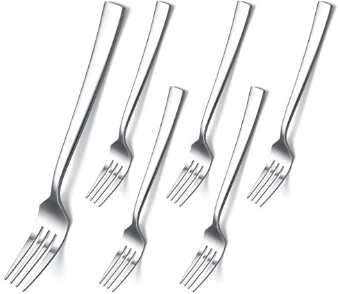 HaWare Large Stainless Steel Dinner Table Forks Set for Home/Kitchen/Restaurant, Square Edge& Mirror Polished, Dishwasher Safe - 20cm, Pack of 6