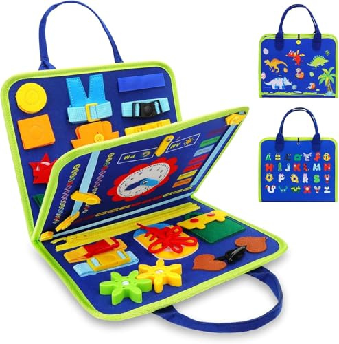 Montessori Toddler Busy Board - Sensory Toys for 1-4 Year Olds - Activity Board for Boys & Girls - Autism Motor Skill Development