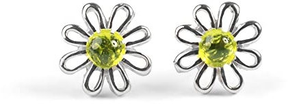 925 Sterling Silver and Natural Gemstone Daisy Flower Stud Earrings, Floral Jewellery, Flower Gift, Bridesmaid Jewellery