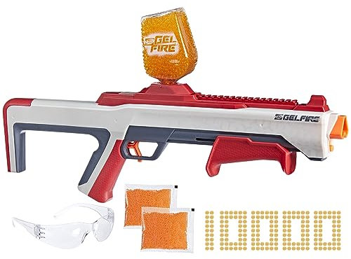 Pro Gelfire Raid Blaster, Fire 5 Rounds at Once, 10,000 Gel Rounds, 800 Round Hopper, Eyewear, Toys for Teens Ages 14 & Up