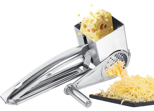 BORDSTRACT Rallador De Queso, Rallador De Tambor Artesanal De Cocina De Acero Inoxidable, Trituradora De Vegetales, Rallador De Alimentos, Herramienta para Triturar Rebanadas