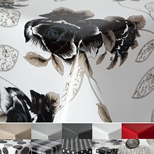 Wachstuchtischdecke Tischdecke abwaschbar RUND OVAL ECKIG Rechteckig Outdoor Wachs Gartentischdecke (Flowers, Oval 135x180cm)