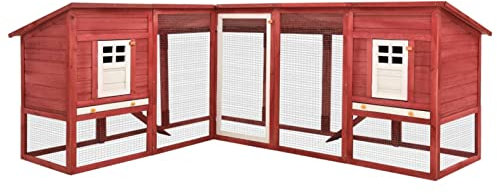 SHUJING Kaninchenstall mit Freilauf, Hasenstall, Hasenkäfig, Doppelhausninchenställe,Tierhaus, Kleintierstall, Kaninchenhaus, Haustierstall, Kaninchen Häuser, Rot und Weiß Tanne Massivholz