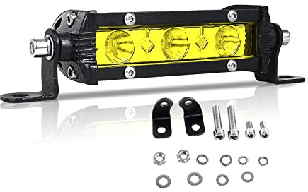 RIGIDON Arbeitsscheinwerfer 4 Zoll 10 CM 15W LED Lichtbalken 12V 24V Slim | Zusatzscheinwerfer Spot Offroad Scheinwerfer Led Arbeit Licht Bar für Auto SUV UTV ATV LKW Traktor Fahrzeuge, 3000K Gelb