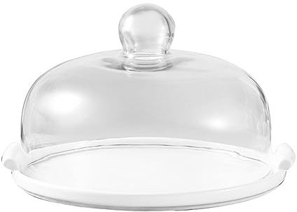 LANMOU Glass Cake Stand With Lid, Cake Pop Stand Clear Cake Plate With Glass Lid Cake Stand With Cover Cake Stand With Dome Lid Cake Carrier Cake Plate Server With Dome Ceramic