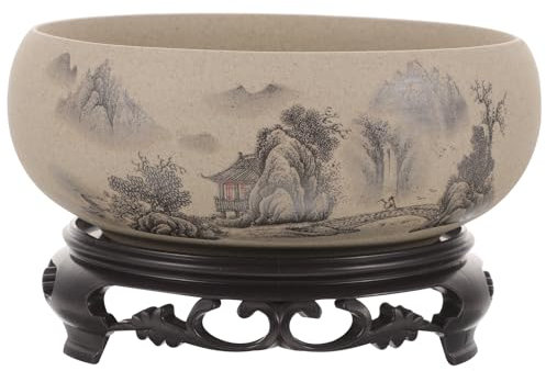Angoily Lotusblumen Pflanzgefäß Aus Keramik Hydrokultur Topf Für Zimmerpflanzen Chinesische Dekoration Mit Standfuß Kunstvolle Blumentopf Schale Für Innenräume Für Wasserpflanzen