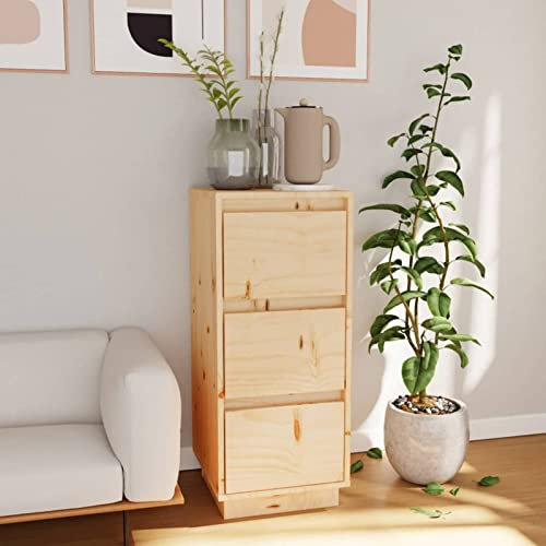 Homgoday Massives Kiefernholz Sideboard | Elegantes Beistellschrank mit Türen, 32x34x75 cm | Stauraum für Bücher & Deko | Wandmontage erforderlich Model813365