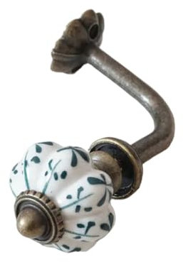Antike Bronze Vorhang Raffhalter Haken Dekorative Wandhaken Kleiderbügel Keramik Blume Kürbis Haken Rustikaler Badezimmer Handtuchhaken,b,one