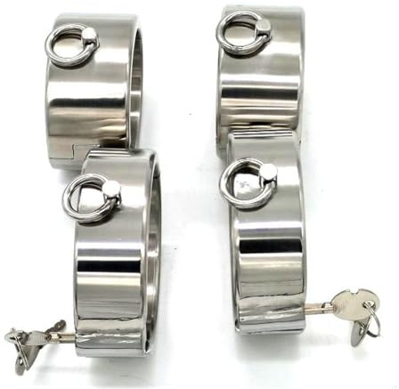 Edelstahl Handschellen Fußschellen für Paare, Extrem Bondage Hand Fuß Manschette Anklecuffs/Fußfesseln Sklave Fetisch Cosplay Erotische BDSM Sex-Toys,Men oval,Hand