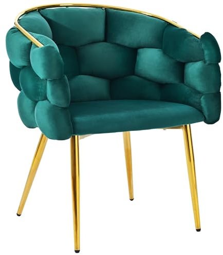 DRIXNO Luxus-Samtstühle für Wohnzimmer, Esszimmer und Make-up - Moderne Mode Stil Mit Beinen Aus Vergoldetem Eisen - Grüne Bubble Stühle