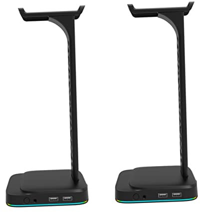 for Light Over-Ear Head Support Gaming Rack Headphone Headphones Earphone Display Game RGB with Holder Charging Stand Accessories Accessory Mm Hanger Table Bracket USB Headset ( Color : Blackx2pcs , S