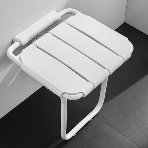 Siège de Douche Large Pliable pour Toilettes,Chaise de Douche Antidérapante Murale Pliable Avec Pieds de Soutien,Tabouret de Salle de Bain à Montage Dissimulé pour Personnes (Size:Pliable,Color:Blanc)