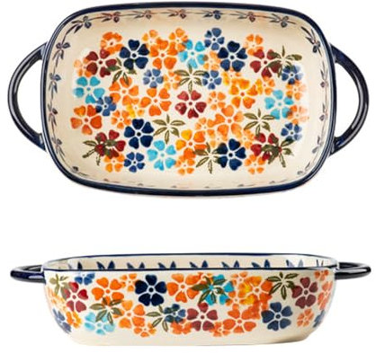 SSWH Plat de Cuisson rectangulaire, Plat de Cuisson, cocotte pour Four, Plat de Cuisson Individuel rectangulaire en grès avec poignées – idéal pour la Cuisson de lasagnes, tartes(Size:1PCS,Color:C)