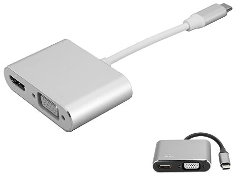 Beufee Adaptateur USB C vers VGA, Adaptateur HDMI DVI Adaptateur USB C vers HDMI DVI VGA Adaptateur DVI Adaptateur Vidéo USB C 3.1 Station De Conversion Ethernet Résolution 4K(Mèche)