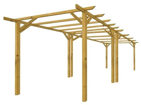 Pergola in legno da giardino Lumina 3×6 m, pino massello impregnato in autoclave, con kit montaggio, Made in Italy