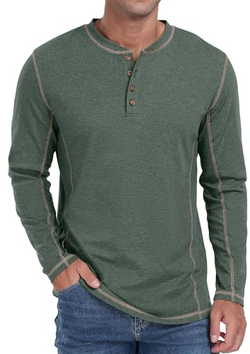 Sailwind Men's Henley T Shirt Cotton Long Sleeve T-Shirt Classic Casual Shirt Tops for Men