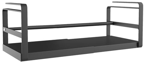Huyeruie Under Shelf Storage Basket, Carbon Steel, Adjustable Under Cabinet Hanging Shelf, Black, 38x22x19cm/14.97x8.67x7.49 inches, Kitchen, Bathroom, Laundry Room, Pantry Organization