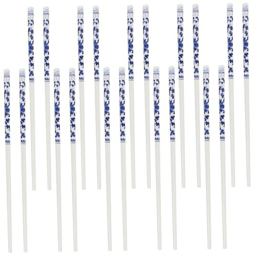 TOPBATHY 10pares Palillos Chinos De Porcelana Azul y De Largos y Reutilizables Resistentes y Decorativos Para Comedor Casa o Restaurante