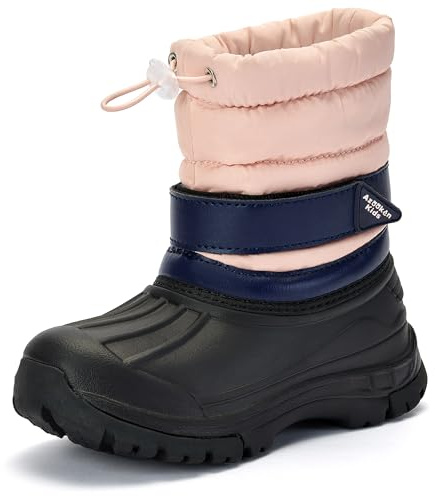 Azooken Bambino Stivali da Neve Ragazzi Ragazza Impermeabili Caloroso Inverno Stivali da Neve Outdoor Trekking Antiscivolo Stivali（T2405-Pink35）