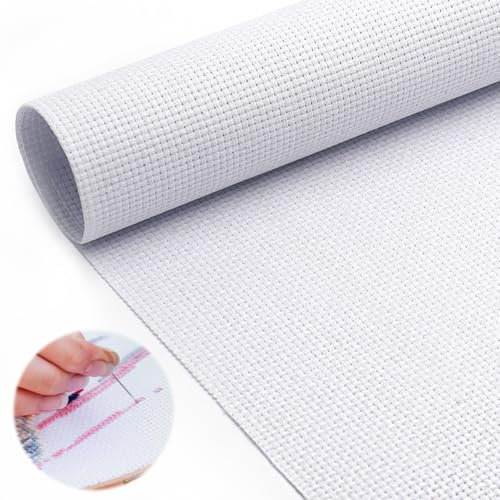 YDHfdc Tela Aida per Punto Croce 1,5 x 1 m Tela Aida da Ricamare 11CT Tela per Ricamo Bianco Panno Punto Croce per Ricamo, Cucito, Artigianato Fai Da Te