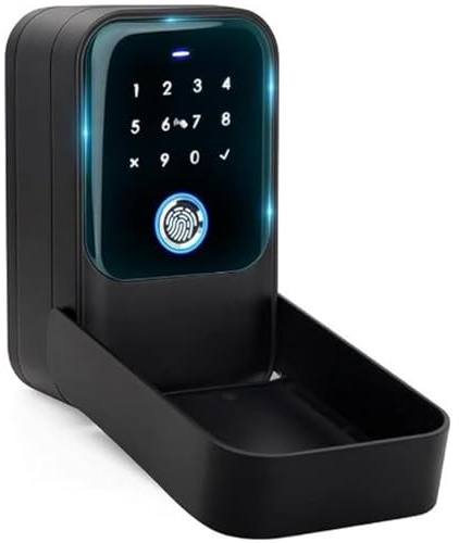MPYEKP Smart Schlüsseltresor mit Fingerabdruck und Zahlencode, 5 Möglichkeiten zum Entsperren, Öffnung Durch Smartphone, Wasserdichter Schlüsselschrank für Zuhause/Airbnb/Garage (mit Aufhänger)