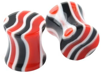 Mesnt Dehnstäbe Tunnel Set Ohr Expander Plug8mm, 2PCS Acryl mit unregelmäßigem Linienmuster Ohr Tunnel Piercing Set, Bunt