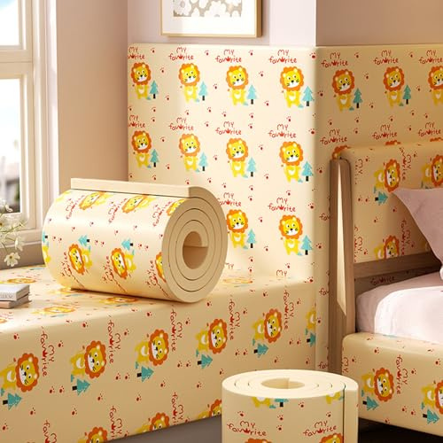 APMOE Panneau Tete de Lit à Coller 200cm - Anti-Collision Coussin Mural, Mignon Panneau Mural Decoratif, Panneaux Muraux Rembourrés pour Enfants Autistes, Mousse de Protection Acoustique(K,60x200 cm)