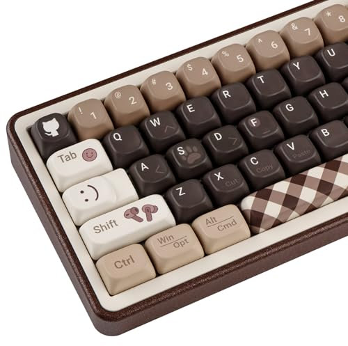 JOLINTAL Tastiera meccanica a 150 tasti, marrone PBT con profili MOA, tastiera per gioco con gatto, personalizzabile, per interruttore Cherry MX ANSI Layout