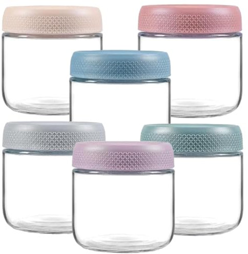 MEETOZ 6-Pack 12 oz Glass Jars,Overnight Oats Containers with Screw Lid,Yogurt Jars, Oatmeal Salad,Reusable Small Mason jars for Food Spice Fruit Sauce Cereal Snacks Storage
