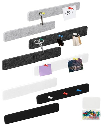 Pavlleen 8 Stück Filz Pinnwand Selbstklebend, Selbstklebende Filz mit 35 Pinnnadeln, Pinnwand Bar Streifen für Foto Hängen Zeitpläne Bulletin Tafeln Heimdekoration Wanddeko 30×5×0,8cm (Mehrfarbig)