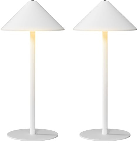 HOMCOM Tischlampe 2er Set mit 3 Lichtfarben Aufladbare USB C Metall Weiß | Tischleuchte, Nachttischlampe mit Touch-Schalter, Wohnzimmer, Schlafzimmer