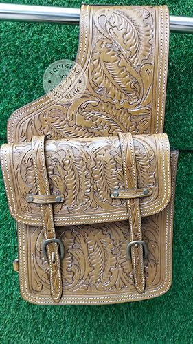 EQUIGEAR Western-Leder-Satteltasche für Pferde | Reitvergnügen Wanderritt geeignet für Reiten und Fassrennen | Satteltasche mit verstellbarem Riemen GRÖSSE: 10X10X3 A91