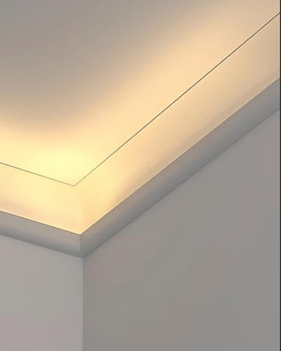 Moulure de couronne LED pour plafonds, ligne de plinthe découpable de 2,8 m, décoration d'angle intérieur/extérieur, diffuseur pour bande LED, design élégant de corniche